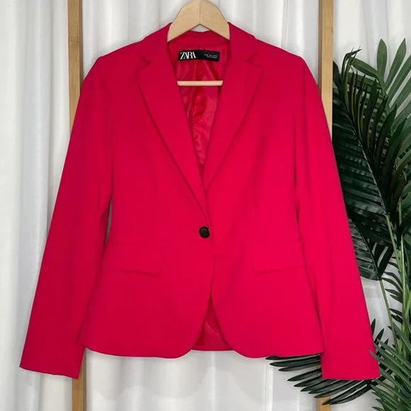 SOLD Zara Pink Relaxed Straight Blazer Jacket Size 4-6 - Picture 2 of 10
